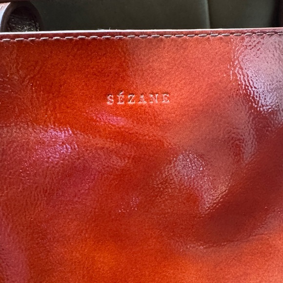 Sézane Red Mahogany The Tote Patent Leather Bag - Picture 6 of 9